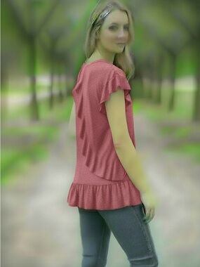 ANDREE BY UNIT Mauve Ruffle Sleeve Tee